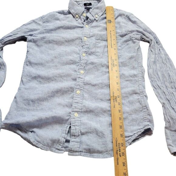 J Crew Shirt Mens Small Blue Slim Fit Linen Blend Long Sleeve Button Up Preppy - Picture 5 of 8